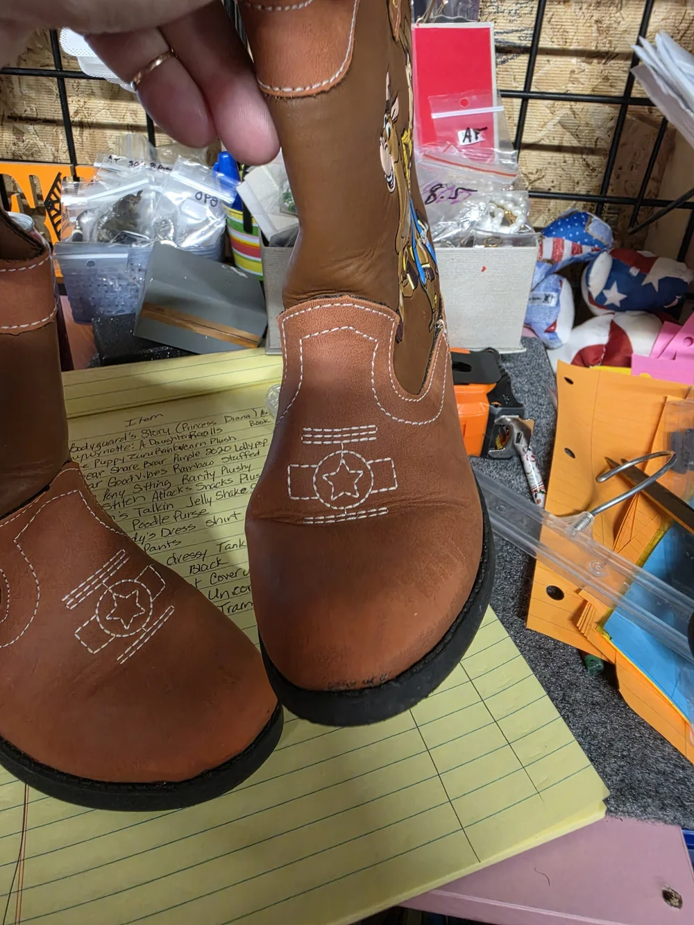 AT-1 Disney Brown Kids Cowboy Boots with Woody Graphic